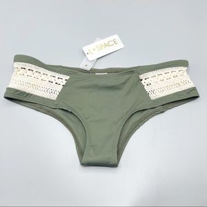NEW L*Space Green Wild Child Boho Crochet Bikini Bottoms